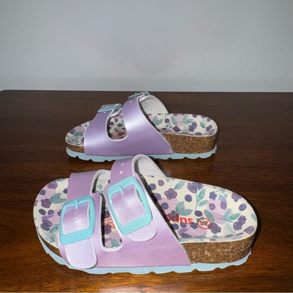 Superfit Finken Girls Sandals Shoes Lila Purple Size 24 EU / 8 US Faux Leather - Picture 3 of 8